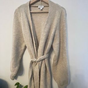 Cream Top Shop tie cardigan
